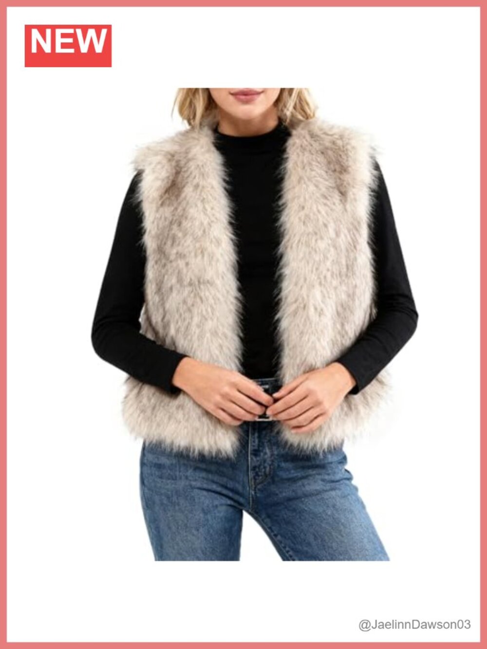 Faux Fur Open Front Crop Vest Sleeveless Polyester Winter Layering